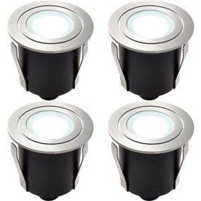 4 PACK Recessed IP67 Guide Light - 1.2W Daylight White LED - Stainless Steel