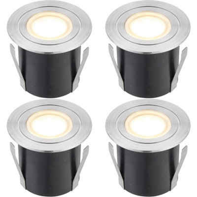 4 PACK Recessed IP67 Guide Light - 1.2W Warm White LED - Stainless Steel