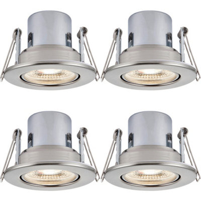 4 PACK Recessed Tiltable Ceiling Downlight - 8.5W Cool White LED Satin Nickel