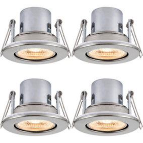 4 PACK Recessed Tiltable Ceiling Downlight - 8.5W Warm White LED Satin Nickel