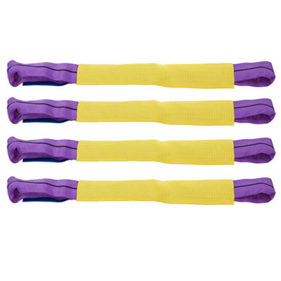 4-Pack Recovery Alloy Wheel Straps for Trailer Transport - Yellow/Purple