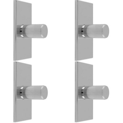 4 PACK Reeded Cylinder Door Knob & Matching Backplate