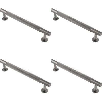 4 PACK - Reeded Lined Bar Door Pull Handle - 190mm x 13mm - 160mm Centres - Anthracite