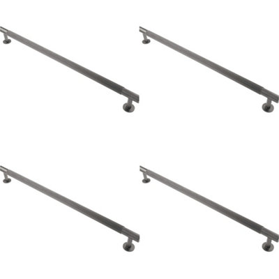 4 PACK - Reeded Lined Bar Door Pull Handle - 350mm x 13mm - 320mm Centres - Anthracite
