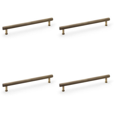 4 PACK - Reeded T Bar Pull Handle - Antique Brass 224mm Centres SOLID BRASS Drawer Lined