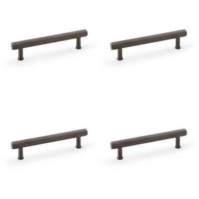 4 PACK - Reeded T Bar Pull Handle - Dark Bronze 128mm Centres SOLID BRASS Drawer Lined