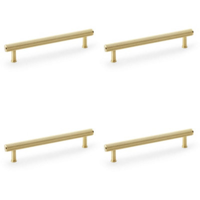 4 PACK - Reeded T Bar Pull Handle - Satin Brass - 160mm Centres SOLID BRASS Drawer Lined