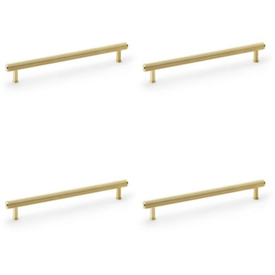 4 PACK - Reeded T Bar Pull Handle - Satin Brass - 224mm Centres SOLID BRASS Drawer Lined