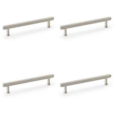 4 PACK - Reeded T Bar Pull Handle - Satin Nickel - 160mm Centres SOLID BRASS Drawer Lined