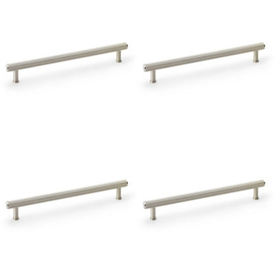 4 PACK - Reeded T Bar Pull Handle - Satin Nickel - 224mm Centres SOLID BRASS Drawer Lined