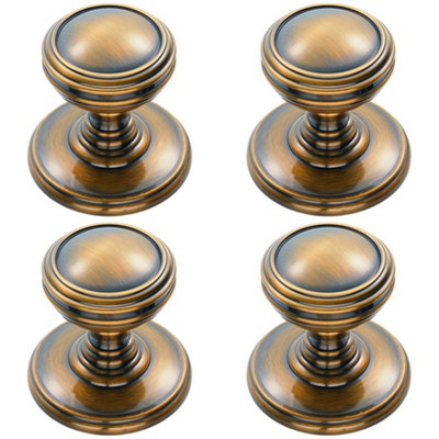 4 PACK - Ringed Tiered Cupboard Door Knob 38mm Diameter Florentine Bronze Cabinet Handle