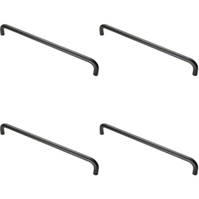 4 PACK - Round D Bar Pull Handle 469 x 19mm 450mm Fixing Centres Matt Black