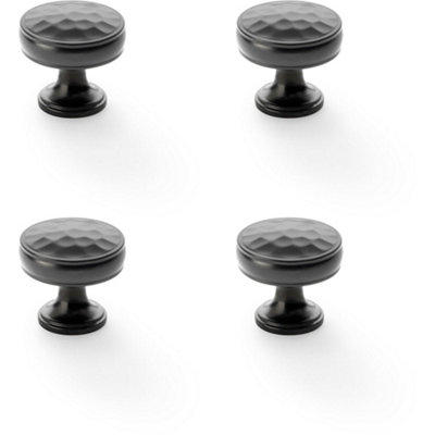 4 PACK - Round Hammered Door Knob - Dark Bronze 32mm Diameter Cupboard Pull Handle