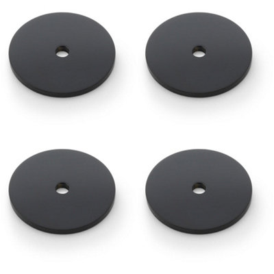 4 PACK - Round Kitchen Door Knob Backplate - Matt Black 35mm Diameter Circular Plate