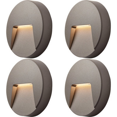 4 PACK Round Outdoor IP65 Pathway Guide Light - Indirect CCT LED - Grey ABS