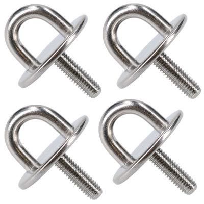 4 Pack Round Pad Eye Tie Down Anchor Ring Stainless Steel M6 Thread