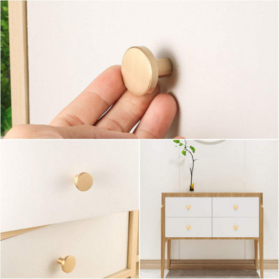 4 Pack Round Solid Brass Door Handle, Furniture Handle, Drawer Pull ...