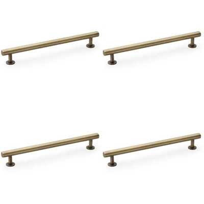 4 PACK - Round T Bar Pull Handle - Antique Brass - 192mm Centres SOLID BRASS Drawer Door