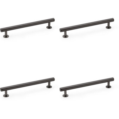 4 PACK - Round T Bar Pull Handle - Dark Bronze - 160mm Centres SOLID BRASS Drawer Door