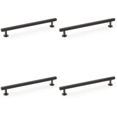 4 PACK - Round T Bar Pull Handle - Dark Bronze - 192mm Centres SOLID BRASS Drawer Door