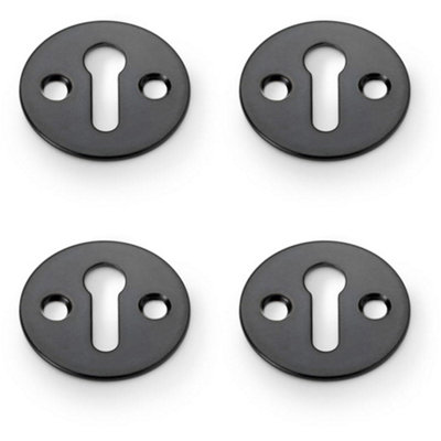 4 PACK - Round Victorian Standard Lock Profile Escutcheon - Polished Brass Door Key Plate