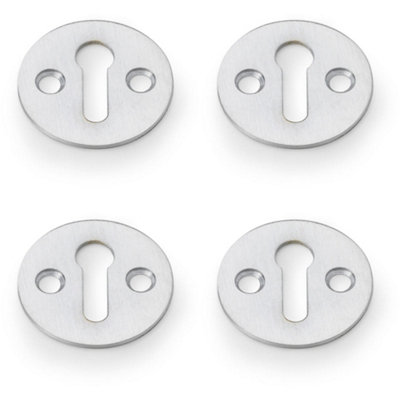 4 PACK - Round Victorian Standard Lock Profile Escutcheon - Satin Chrome Door Key Plate