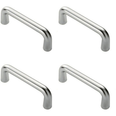 4 PACK - Rounded D Shaped Bar Handle 225mm x 19mm Diameter Satin Anodised Aluminium
