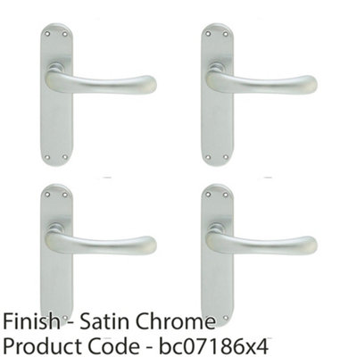 4 PACK - Rounded Smooth Internal Latch Door Handle - Satin Chrome Lever on Backplate