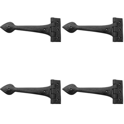 4 PACK Rustic Antique Gate Hinge 225mm in Elegant Black Finish - Traditional Gate Door - Door Hinges