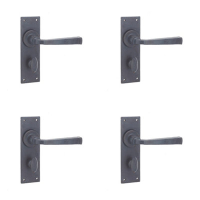 4 PACK Rustic Beeswax Door Handle with Backplate for Bathrooms - Interior Lever on Backplate