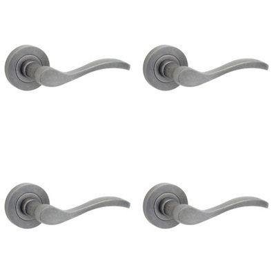 4 PACK Rustic Door Handle on Rose - Classic Elegance for Interior Spaces - Interior Handle