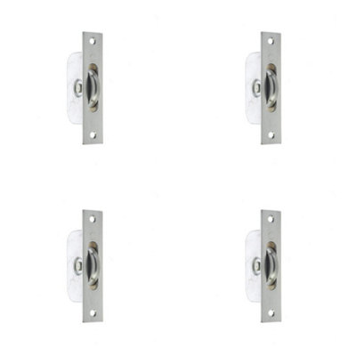 4 PACK Sash Roller with Rectangular Plate in Satin Chrome - 118x26mm Premium Quality - Window Fastener