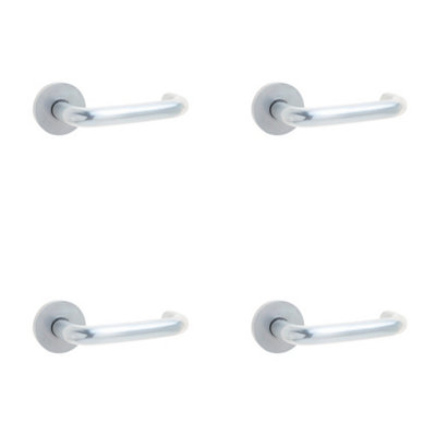 4 PACK Satin Anodised Aluminium 19mm Round Bar Handle on Rose - Lightweight & Stylish - Interior Handle