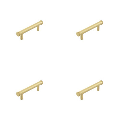 4 PACK Satin Brass Cabinet Handle with 96mm Centers - Stylish Diamond Design - Kitchen Drawer Pull Handle