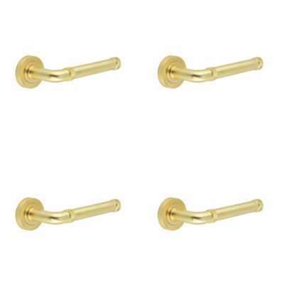 4 PACK Satin Brass Lever Door Handle - Modern Design for Stylish Interiors - Interior Handle