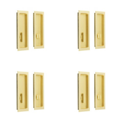 4 PACK Satin Brass Rectangular Turn & Release for Doors - Door Handle