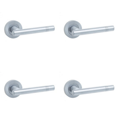 4 PACK Satin Chrome Door Handle for Modern Interiors Interior Handle