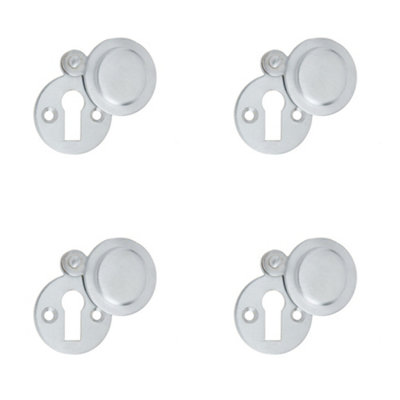 4 PACK Satin Chrome Round Covered Escutcheon 32mm for Elegant Interiors - Key Hole Cover