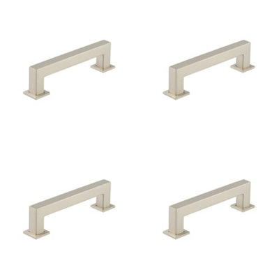 4 PACK Satin Nickel Cabinet Handle 128mm - Modern Brass Hardware - Kitchen Drawer Pull Handle