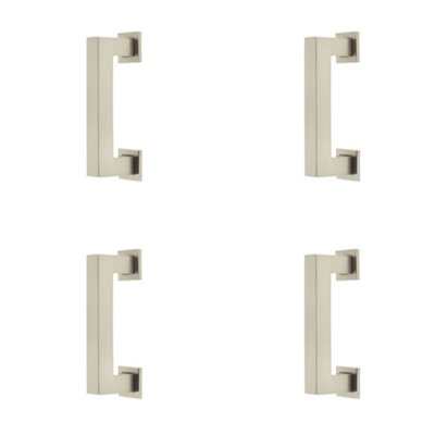4 PACK Satin Nickel Cabinet Handle - 96mm Modern Design - Kitchen Drawer Pull Handle