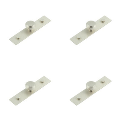 4 PACK Satin Nickel Cupboard Knob with Elegant Backplates - 30mm Design - Kitchen Cabinet Knob