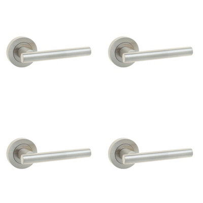 4 PACK Satin Nickel Door Handle for Modern Interiors - Interior Handle