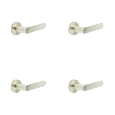 4 PACK Satin Nickel Knurled Door Handle for Elegant Interiors - Solid Brass Interior Handle