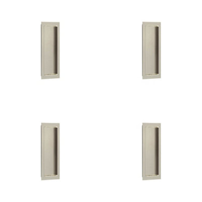 4 PACK Satin Nickel Rectangular Flush Pull Handle for Doors - Door Handle