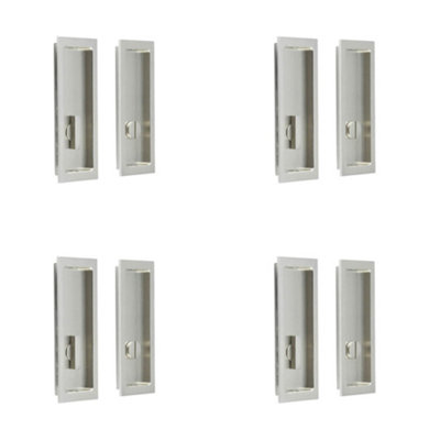 4 PACK Satin Nickel Rectangular Turn & Release for Sliding Doors - Door Handle