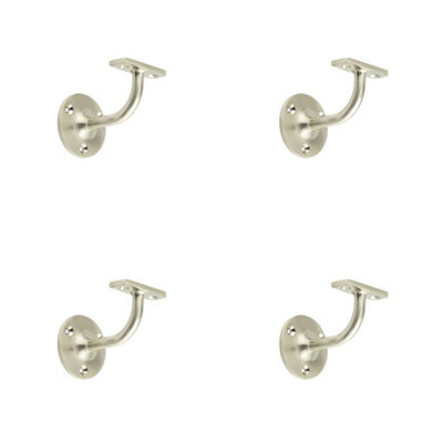 4 PACK Satin Nickel Zinc Handrail Brackets - 63mm for Maximum Support - Stair Bannister Holder