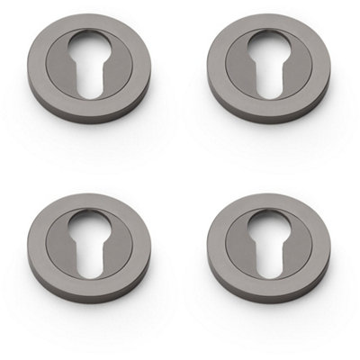 4 PACK - Screwless Round EURO Profile Escutcheon - Dark Bronze 50mm Door Key Plate