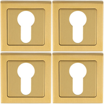 4 PACK - Screwless Round EURO Profile Escutcheon - Satin PVD 52mm Door Key Plate