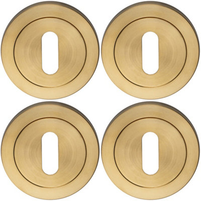 4 PACK - Screwless Round Standard Lock Profile Escutcheon Satin PVD 52mm Key Cover Plate