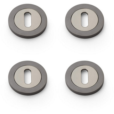 4 PACK - Screwless Round Standard Profile Escutcheon - Dark Bronze 50mm Lock Key Plate